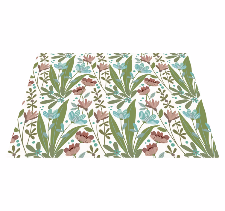 Tapis vinyle fleurs et plantes motif floral dessin - TenStickers