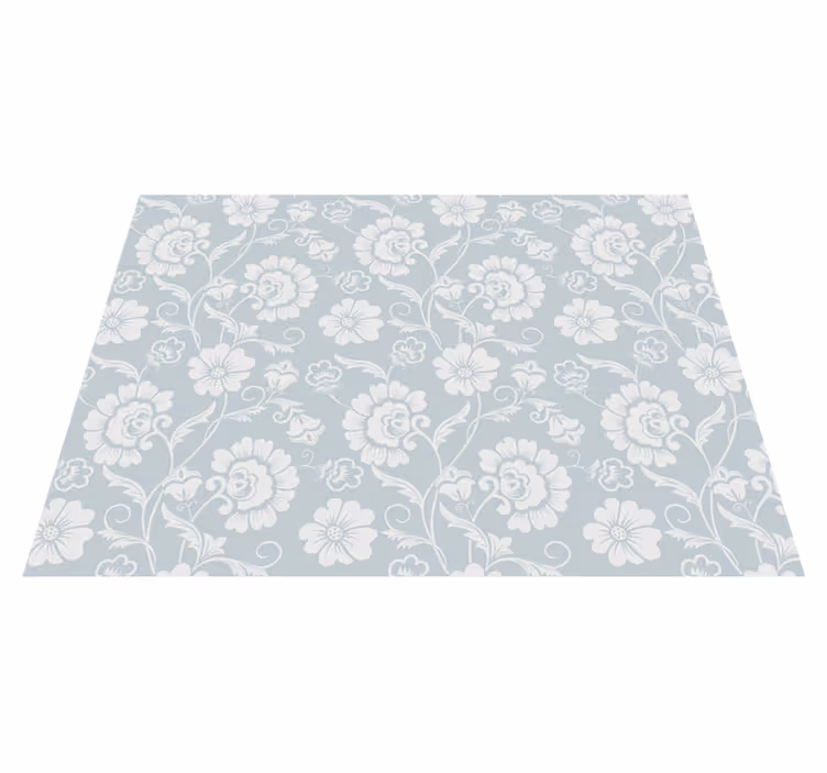Tapis vinyle fleurs et plantes motif floral vert d'eau - TenStickers