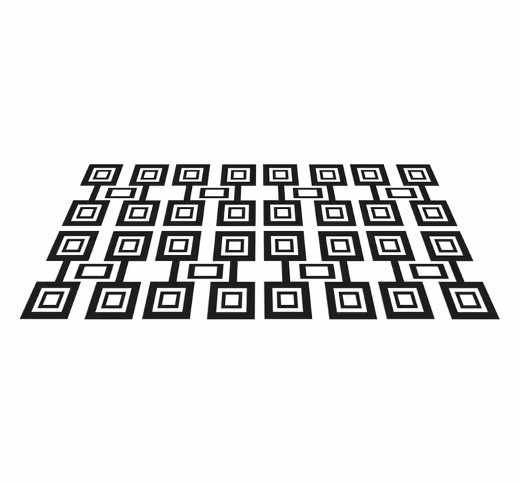 Tapis vinyle géométrique motif carrés noirs - TenStickers