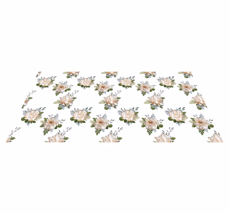 Tapis vinyle fleurs et plantes fleurs blanches - TenStickers