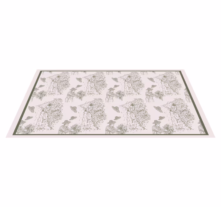 Tapis vinyle vintage motif vignes toile de jouy - TenStickers