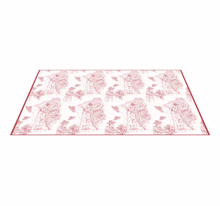 Tapis vinyle rétro motif jouy et champs de vignes - TenStickers