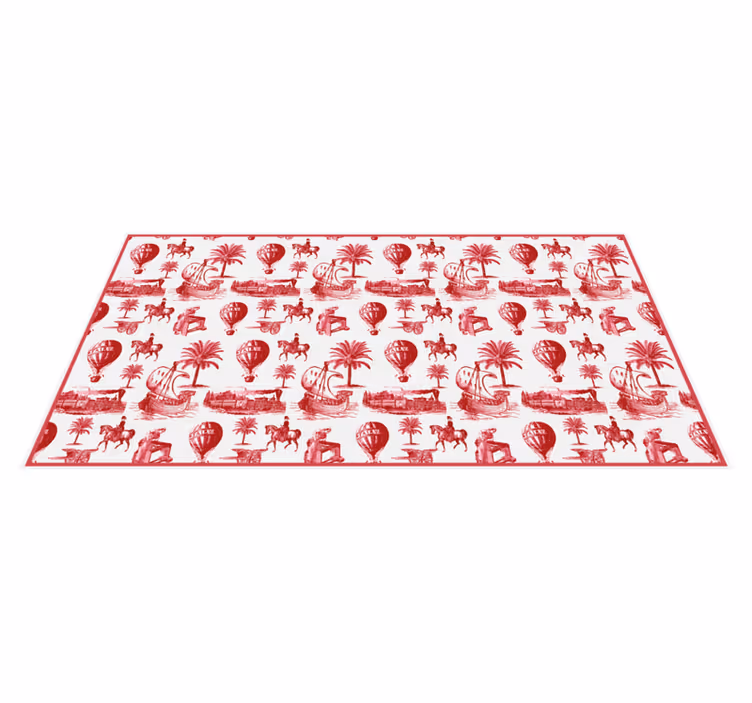 Tapis vinyle rétro motif jouy et illustrations exotiques - TenStickers