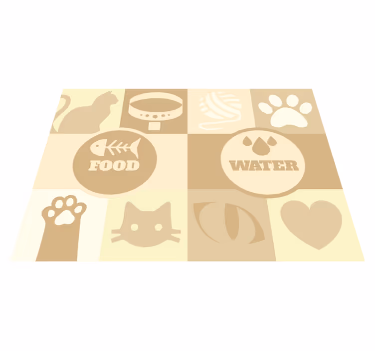 Tapis vinyle animal eau et nourriture pour chat - TenStickers