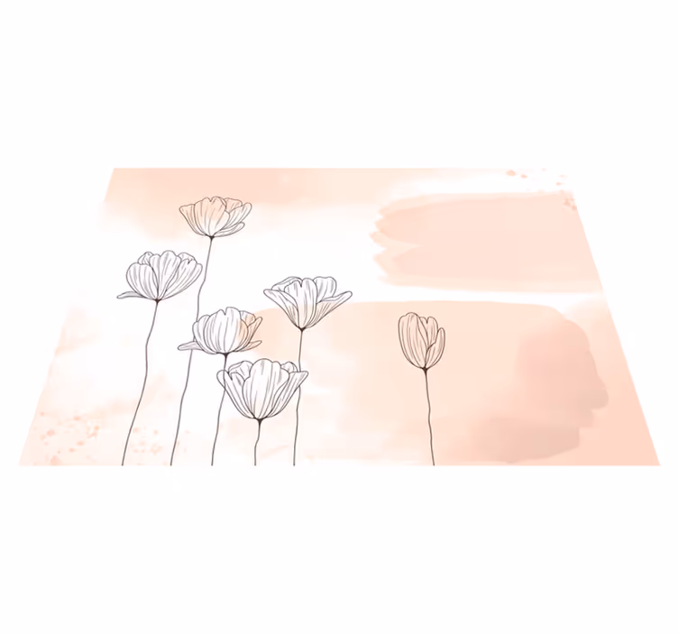 Tapis vinyle minimaliste Ligne de fleurs - TenStickers