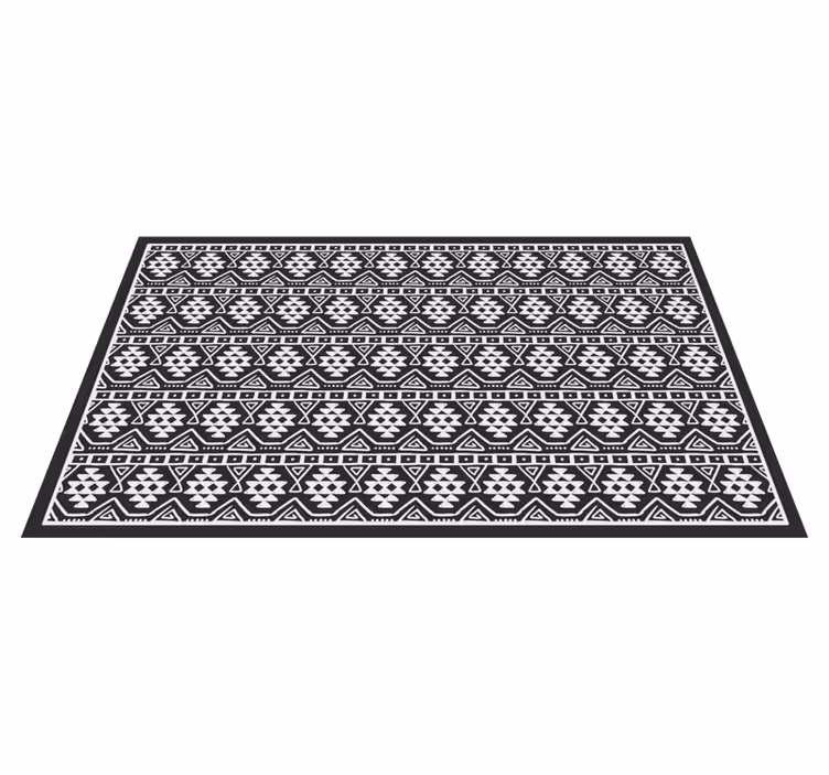 Tapis vinyle ethnique vinyle bohème noir et blanc - TenStickers