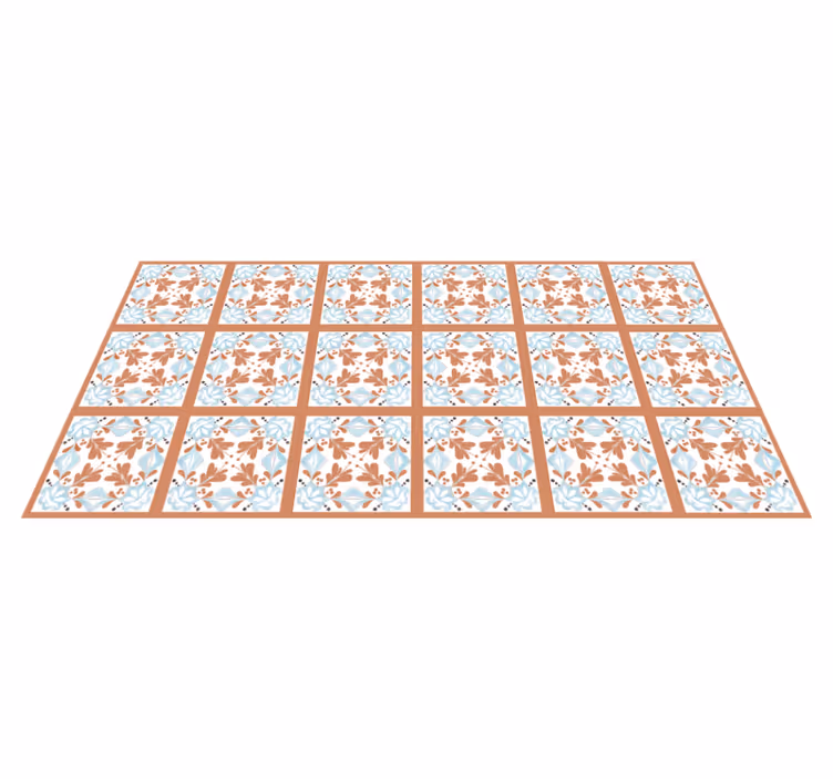 Tapis vinyle carreaux de ciment fleurs méditerranéennes - TenStickers