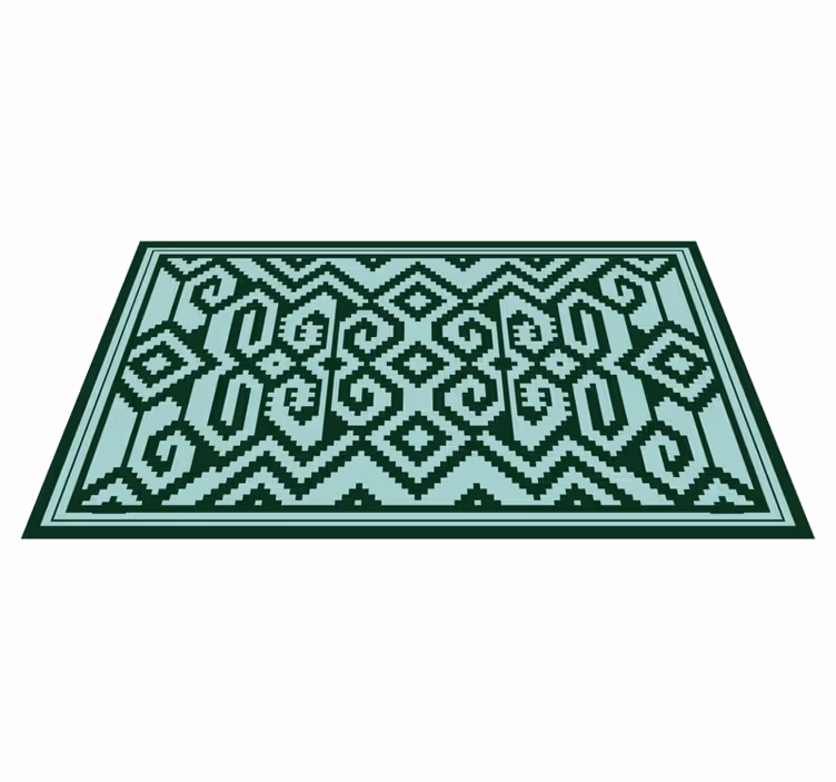 Tapis vinyle nordique motifs géométriques verts - TenStickers