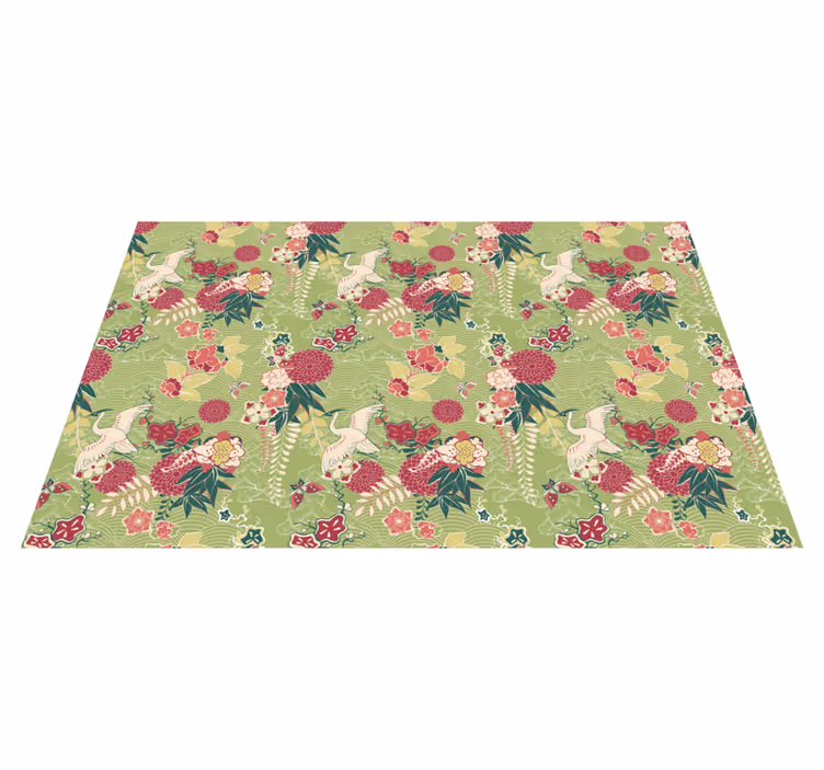Tapis de chinoiserie de soie orientale roses - TenStickers