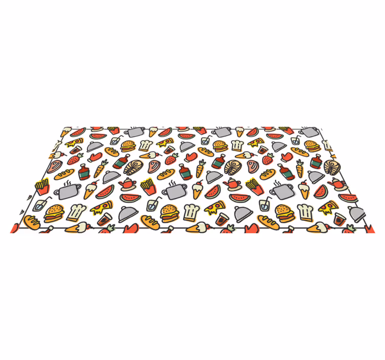 Tapis vinyle moderne Modèle d'icônes de nourriture - TenStickers
