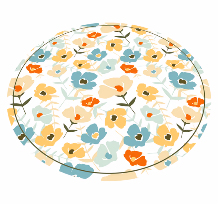 Tapis en vinyle forme ronde motif floral - TenStickers