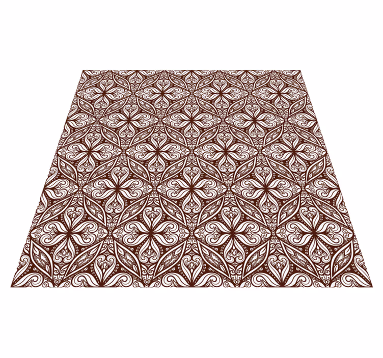 Tapis vinyle rétro motif floral marron - TenStickers