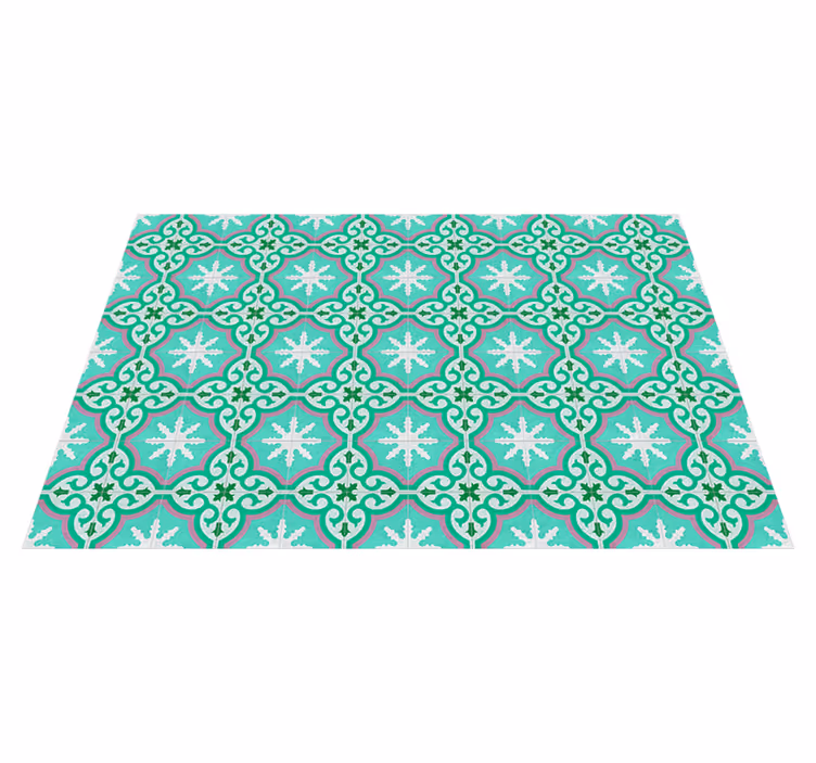 Tapis vinyle rétro carreaux hydrauliques verts - TenStickers