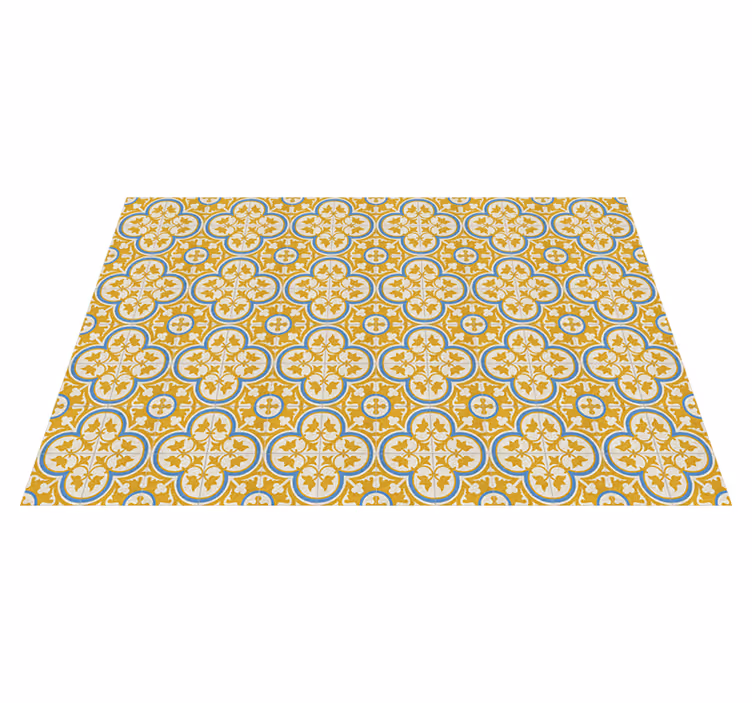 Tapis vinyle rétro carreaux hydrauliques jaunes - TenStickers