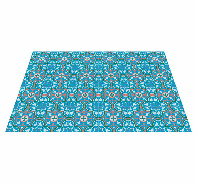 Tapis vinyle rétro carreaux hydrauliques bleus - TenStickers