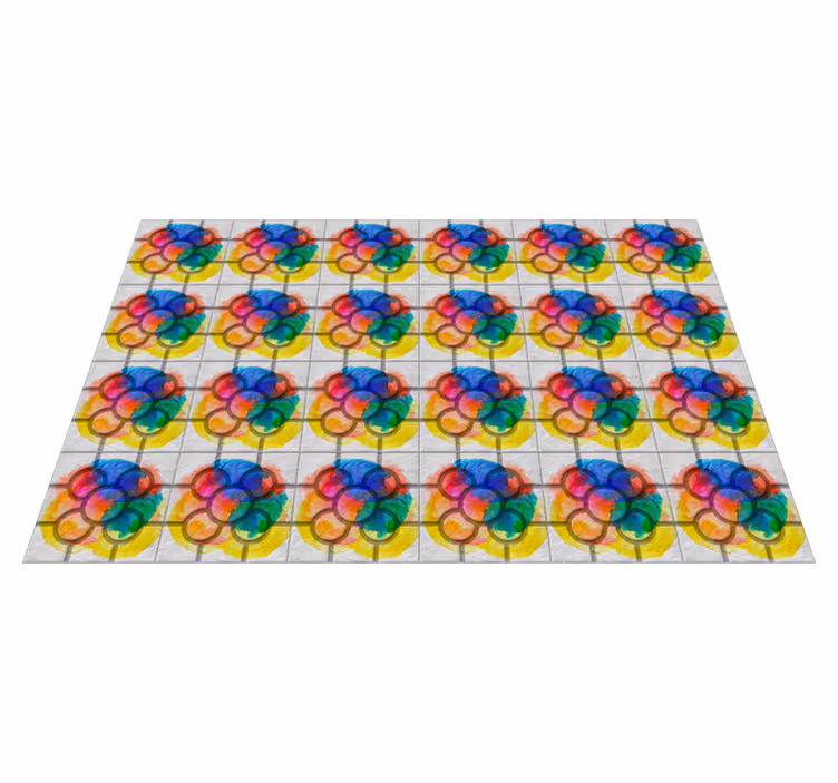 Tapis vinyle rétro carreaux de rue colorées - TenStickers