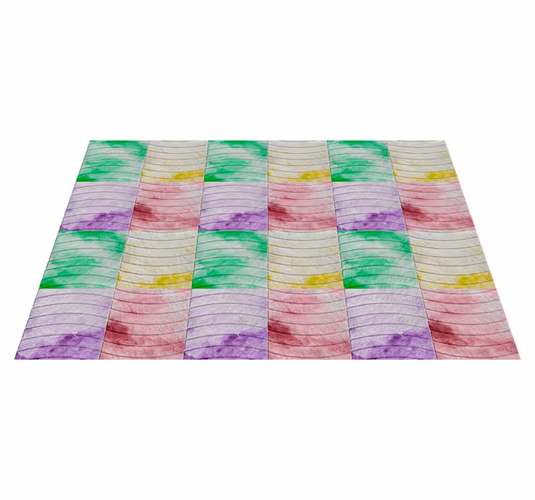 Tapis vinyle salon pavés vagues colorés - TenStickers