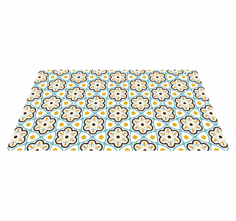 Tapis vinyle carreaux de ciment motif fleurs - TenStickers