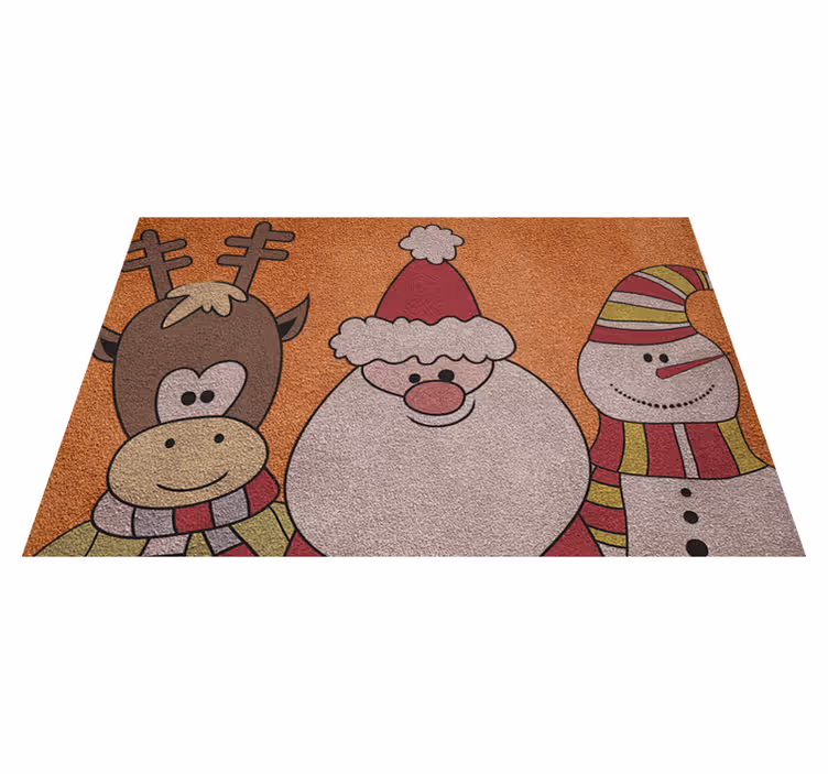 Tapis Noël renne, Santa et bonhomme de neige - TenStickers
