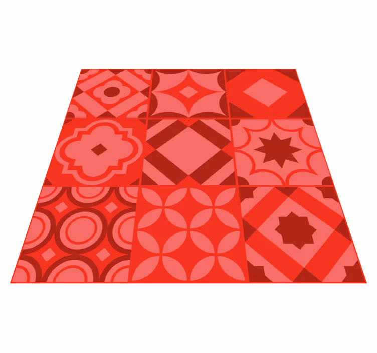 Tapis vinyle rouge effet carrelage carreaux - TenStickers