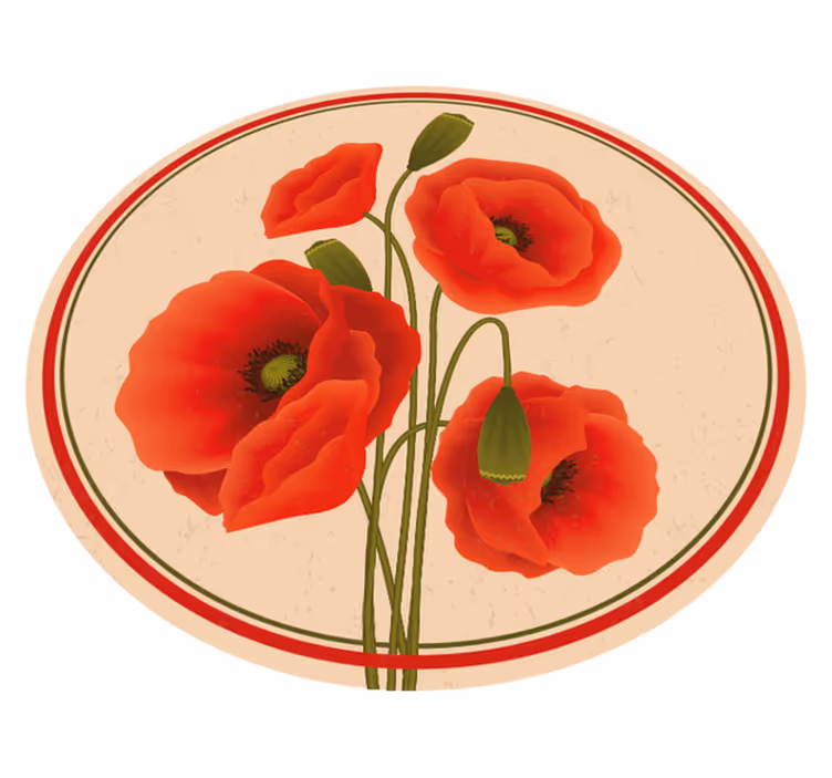 Tapis vinyle fleurs coquelicots rouges - TenStickers