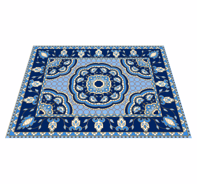 Tapis vinyle salle a manger design bleu oriental - TenStickers