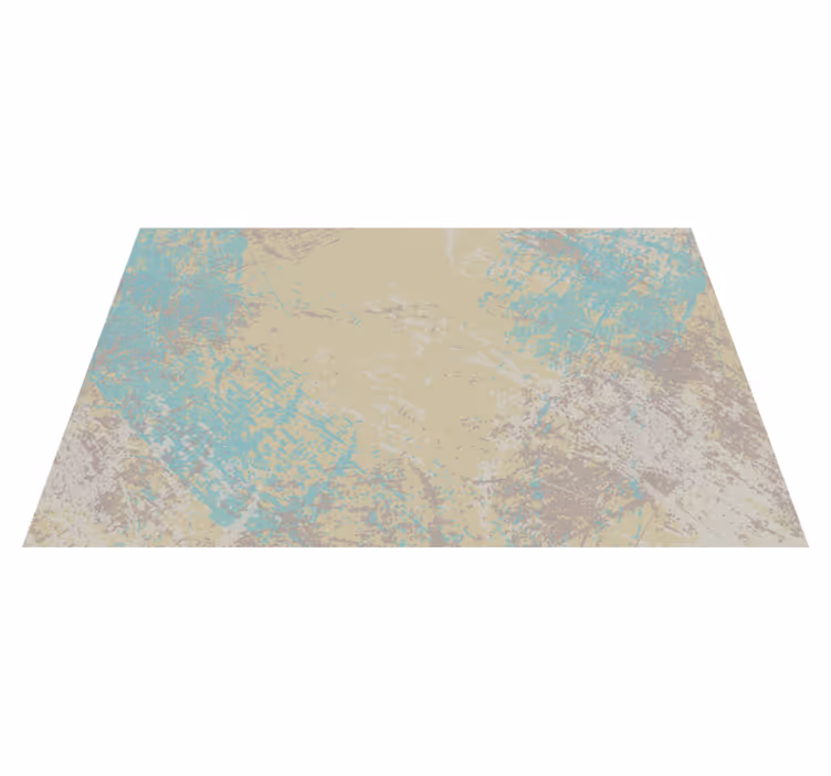 Tapis vinyle salle a manger dessin abstrait jaune et bleu - TenStickers