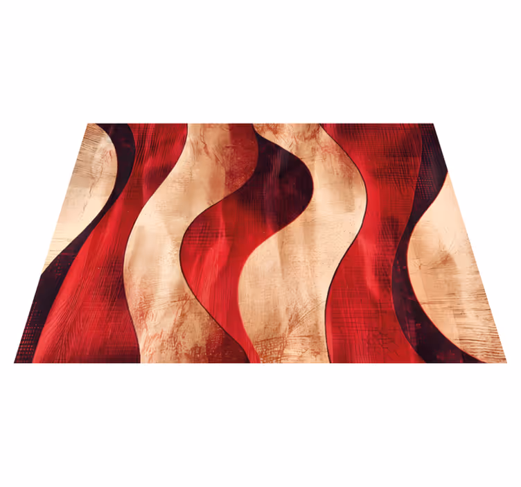 Tapis vinyle rouge modèle de vagues modernes - TenStickers