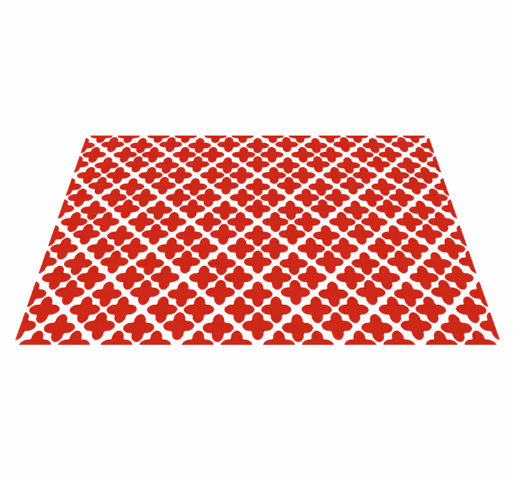 Tapis vinyle rouge motif géométrique blanc - TenStickers