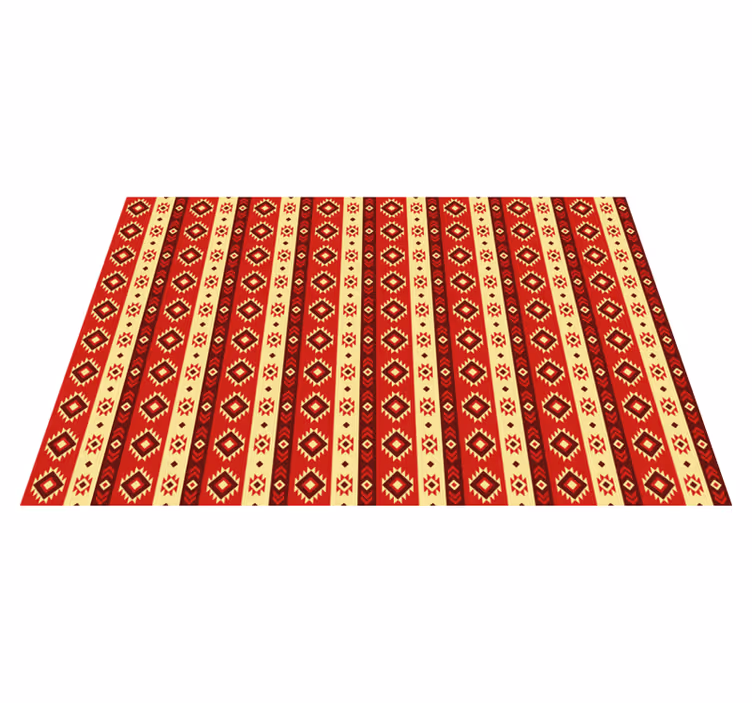 Tapis vinyle rouge motif ethnique - TenStickers