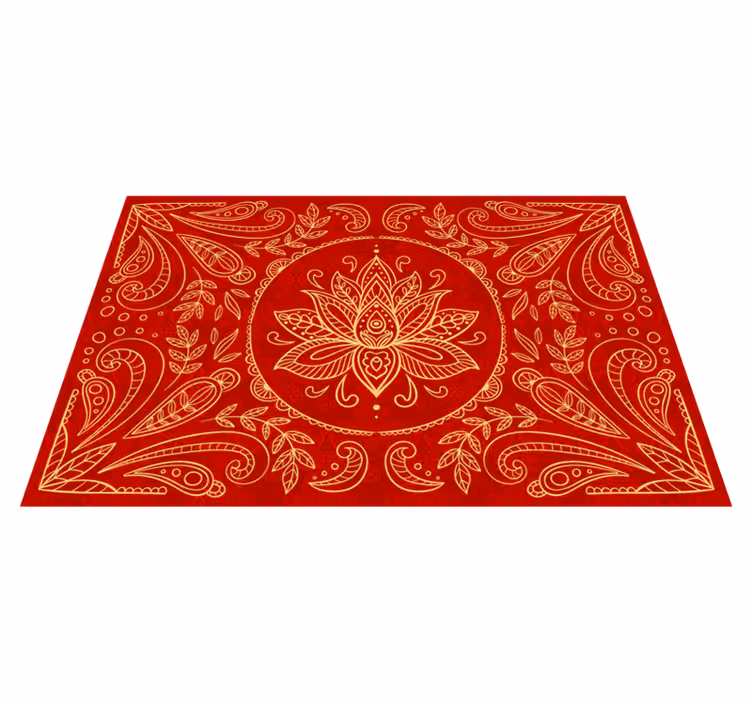 Tapis vinyle rouge motif de mandala vintage - TenStickers