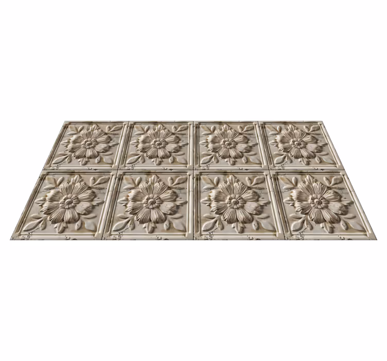 Tapis vinyle beige tuiles anciennes - TenStickers