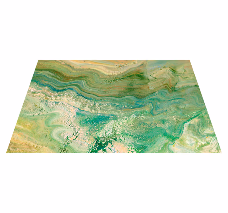 Tapis vinyle marbre couleurs vert et beige - TenStickers