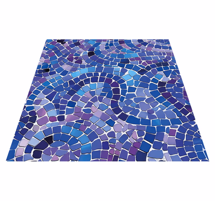 Tapis vinyle bleu effet mosaïque - TenStickers