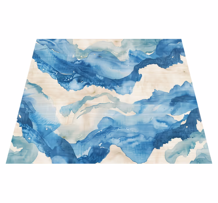 Tapis vinyle bleu vagues marbrées - TenStickers