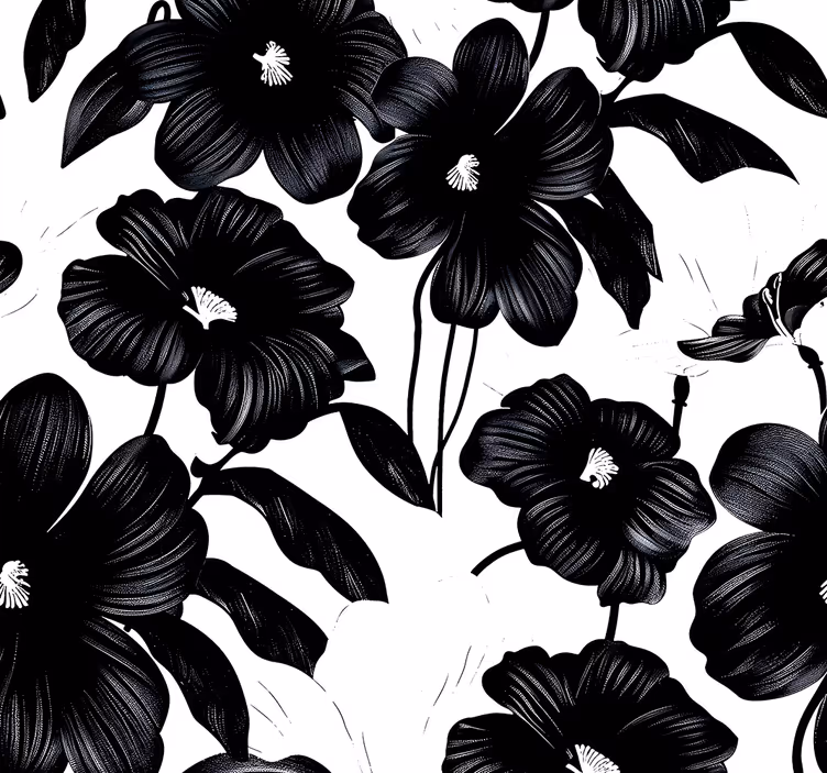 Papier peint floral coquelicot noir - TenStickers