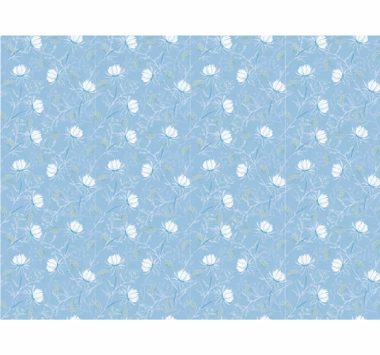 Papier peint floral fond à motif bleu - TenStickers
