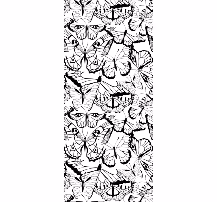Papier peint papillons motif élégant en noir et blanc - TenStickers
