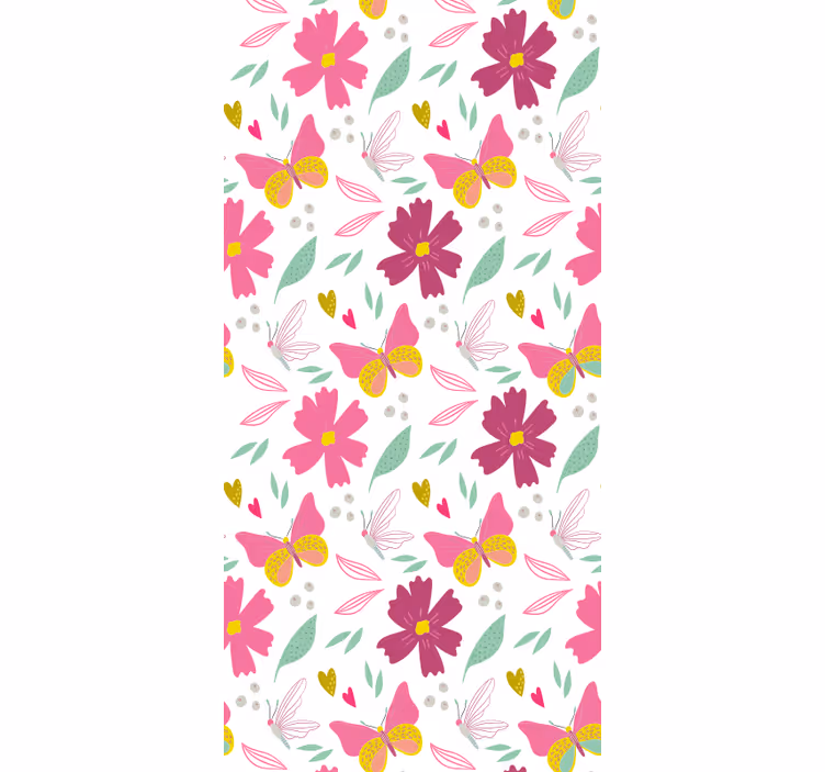 Papier peint papillons motif floral coloré - TenStickers