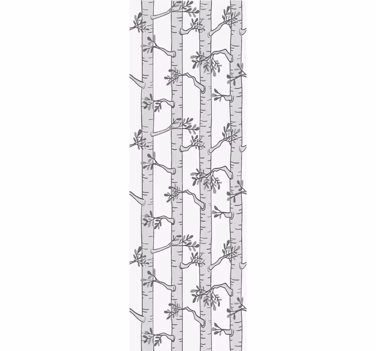 Papier peint arbres motif bouleau gris et blanc - TenStickers