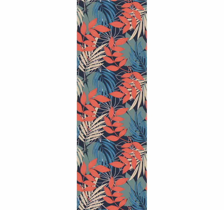 Papier peint feuillage jungle de corail bleu - TenStickers