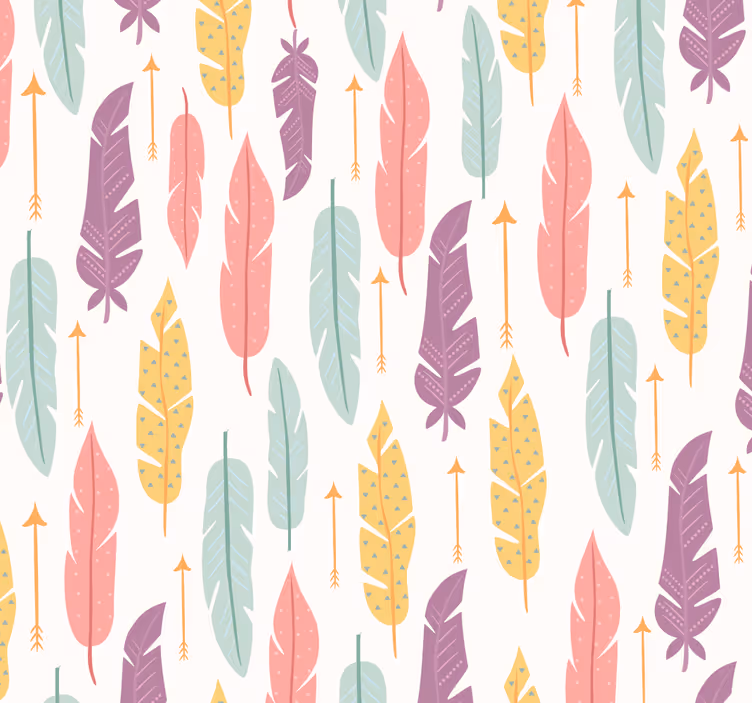 Papier peint chambre adulte arrangement de plumes colorées - TenStickers