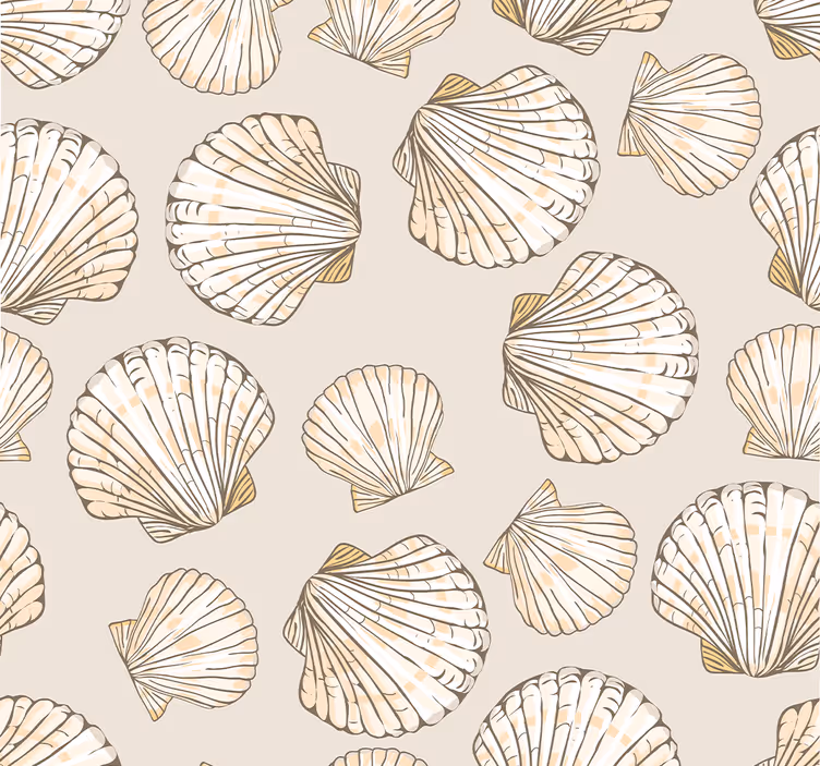 Papier peint animaux coquillages beiges en mouvement - TenStickers