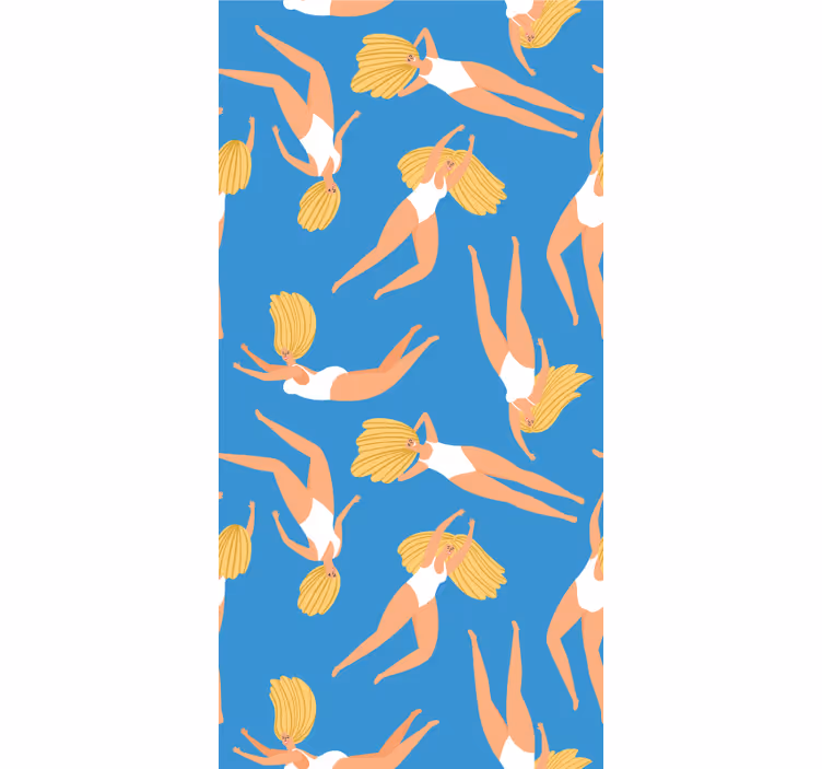 Papier peint bleu nageurs joyeux - TenStickers