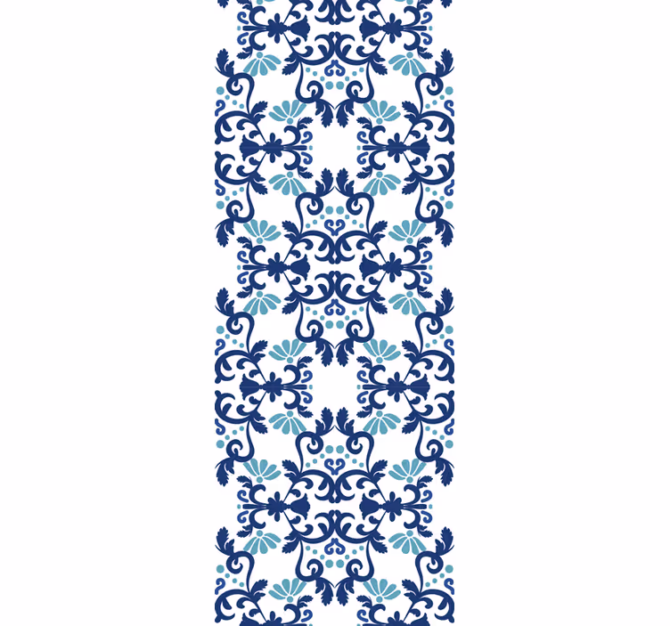 Papier peint carreaux de ciment mosaïque bleue ornée - TenStickers