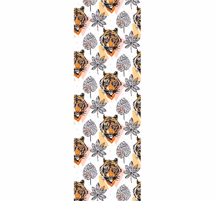 Papier peint animaux éléments floraux du tigre - TenStickers