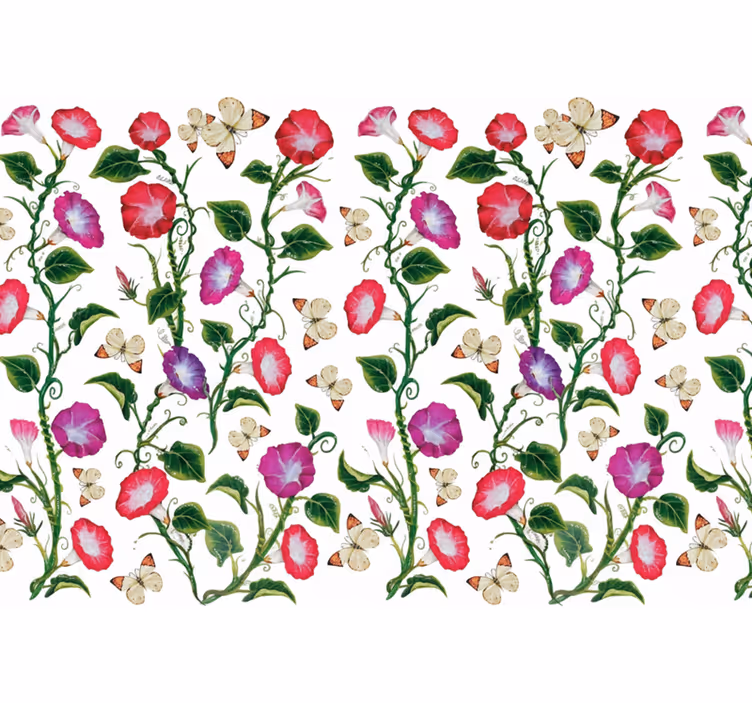 Papier peint floral fleurs en trompette roses et violettes - TenStickers