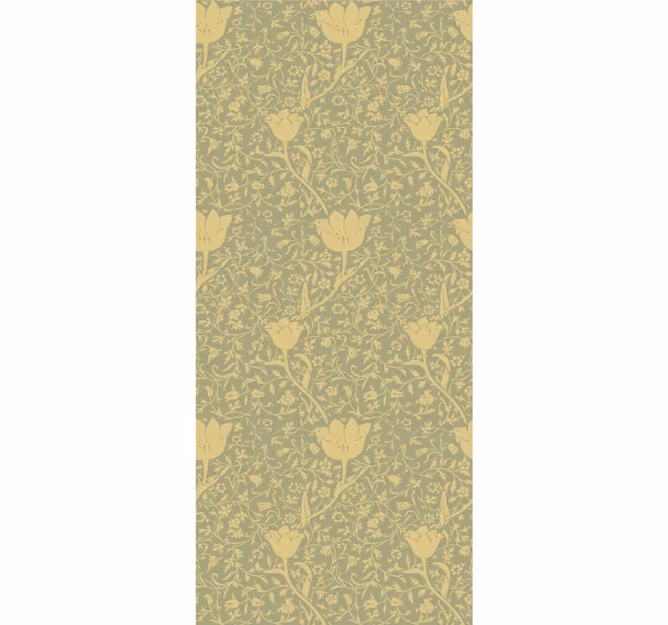 Papier peint nature motif floral doré et vert subtil - TenStickers