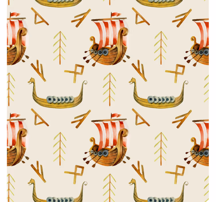 Papier peint nature motif de bateau viking - TenStickers