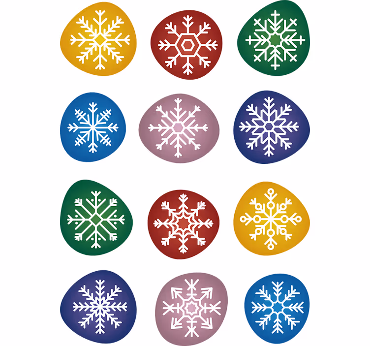 Papier peint noël flocons de neige colorés - TenStickers
